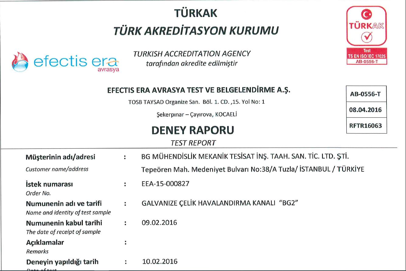 GALVANİZ HAVA KANALI RAPORU